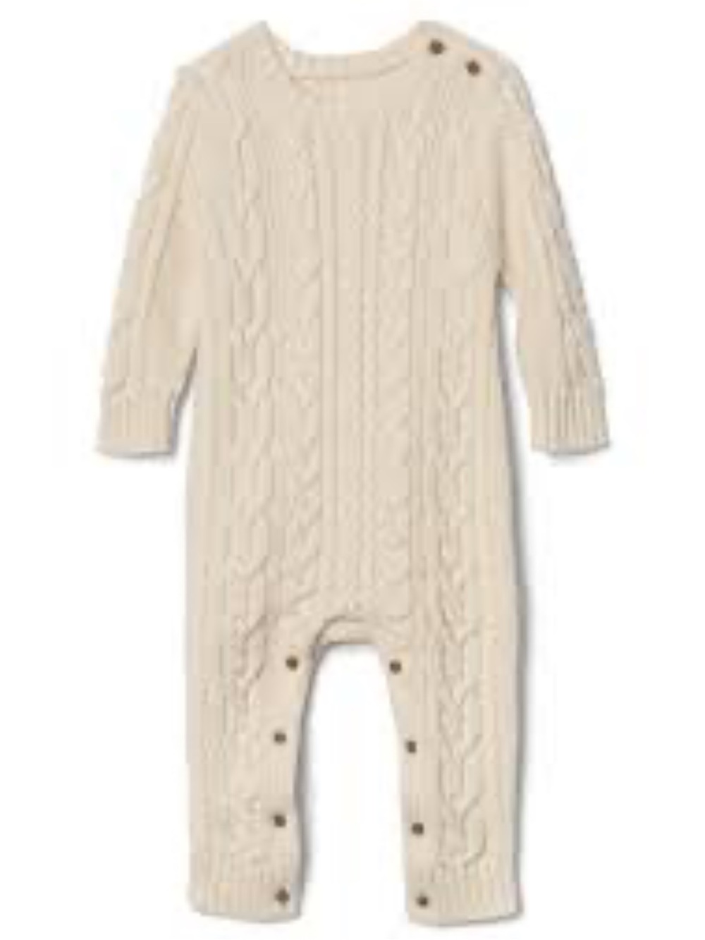 Baby Gap Classic Cream Cableknit Fisherman Sweater 1 Pce Romper 6 12 18 Months
